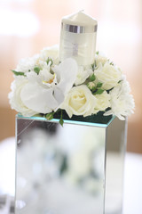 Wedding banquet table with flowers decoration