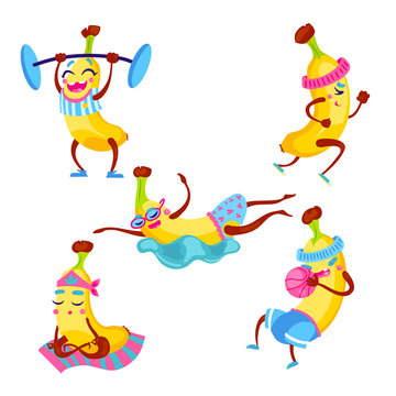 Fitness banana character set