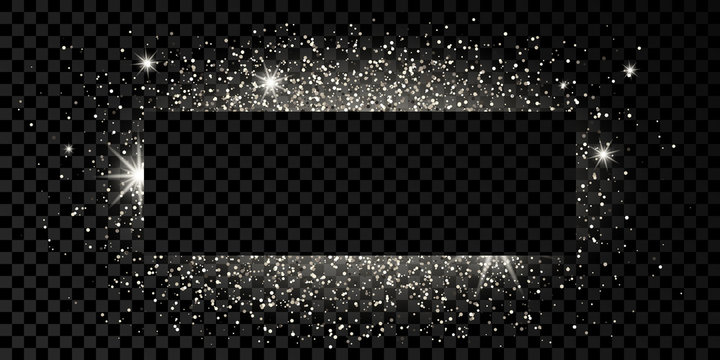Silver rectangle frame with glitter
