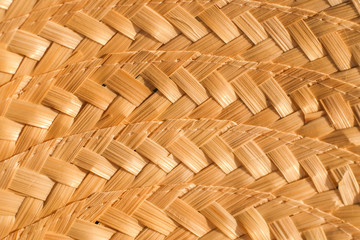 Weave bamboo strips of basketwork pattern close-up.