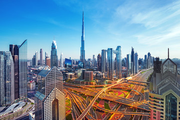 Obraz premium Dubai city center skyline, United Arab Emirates