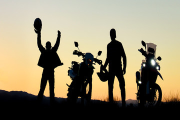 Fototapeta na wymiar motorcyclists break time and trips