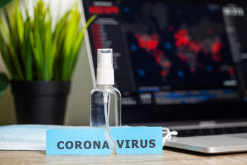 Coronavirus protection on a background of a virus spread card