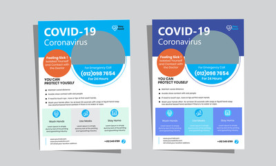 Medical Flyer layout with Graphic design elements also with Covid-19 ,Coronavirus information