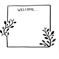 'Welcome' Vine Frame Illustration