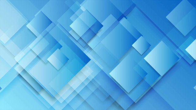 Bright blue glossy squares abstract tech geometric motion background. Seamless loop. Video animation Ultra HD 4K 3840x2160