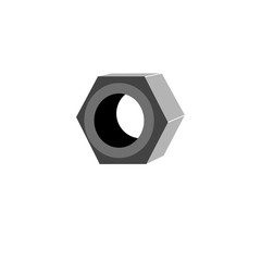 Steel nut icon. Bolt. Silhouette vector design.