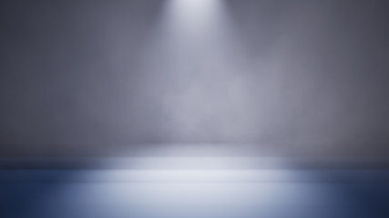 Stage white smoke spotlight background. 3D illustration	
