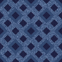 Blue Jeans Gingham Seamless Pattern. Traditional Buffalo Check Plaid Pattern. Indigo Denim Vector Tablecloth Tartan Plaid Background.
