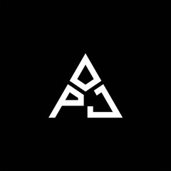 PJ monogram logo with 3 pieces shape isolated on triangle
