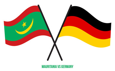 Mauritania and Germany Flags Crossed And Waving Flat Style. Official Proportion. Correct Colors
