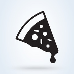 Pizza slice with melted cheese and pepperoni icon. symbol illustration