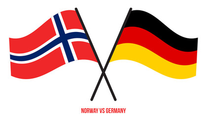 Norway and Germany Flags Crossed And Waving Flat Style. Official Proportion. Correct Colors