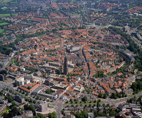 Amersfoort, Holland, July 11 - 1990: Historical aerial photo of the city Amersfoort