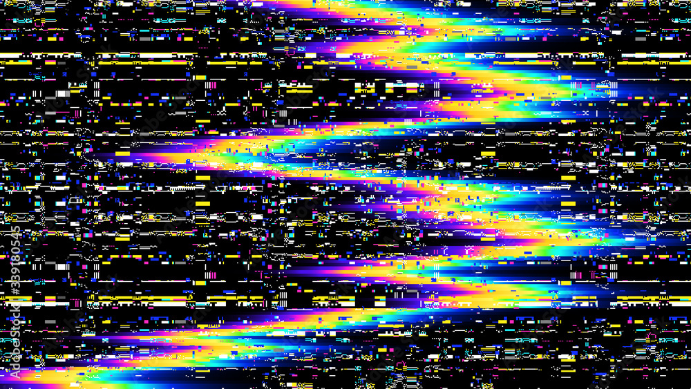 Poster glitch background. computer screen error. digital pixel noise abstract design. television signal fai