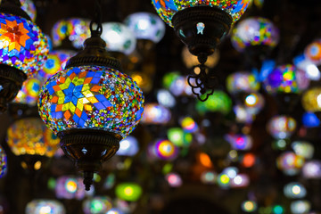 Colorful lamps in Antalya, Turkey. popular Turkish souvenirs