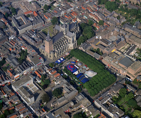 Fototapeta na wymiar 's Hertogenbosch, Holland, August 03 - 1990: Historical aerial photo of the city 's Hertogenbosch in the Dutch province Noord Brabant