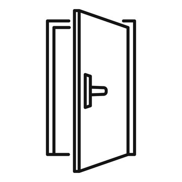 Steel open door icon. Outline steel open door vector icon for web design isolated on white background