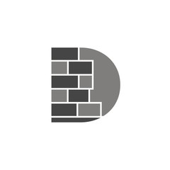 Letter D logo design shape brickwork template vector