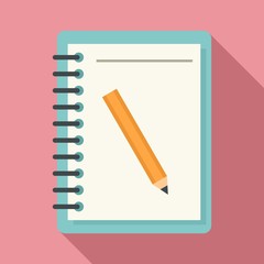 Lesson pencil notebook icon. Flat illustration of lesson pencil notebook vector icon for web design