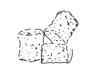 Isolated sketch of dried rusks 