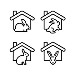 Rabbit with home shape designed as a logo or icon. this icons prepared for  coronovirus (covid-19) Remarkable icons shows messages ''Stay home at Easter''Protection or measure from coronavirus