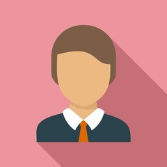 School boy icon. Flat illustration of school boy vector icon for web design