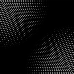 Dark halftone circle dotted corners. Vector monochrome ink dotted grunge background