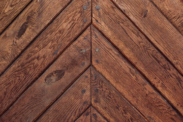 Old wood door, close-up. Design wallpaper, background.