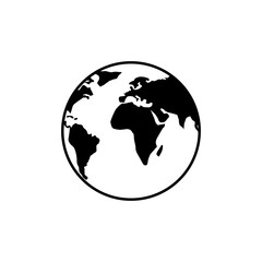 Earth. Earth globe vector icon black. Earth map in circle. Planet in flat design. Vector illustration