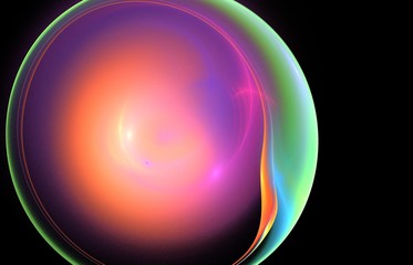 Fantasy 3d banner on black backdrop. Orange background. Abstract template.