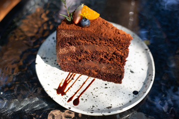 chocolate cake on a plate