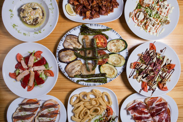 Set with dishes from spain bar