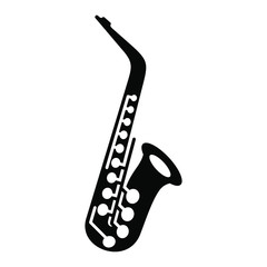 Saxophone logotype, music instrument icon, sax symbol, flat vector and simple illustration sign, trendy style for graphic design, logo, website, mobile app, social media and UI