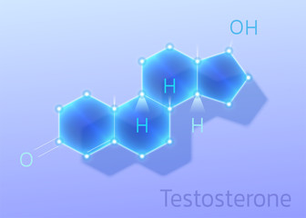 Hormone Testosterone, molecular formula. Vector illustration.