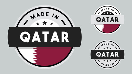 Obraz premium Made in Qatar collection for label, stickers, badge or icon with Qatar flag symbol.