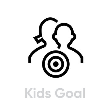 Kids Goal Target Business Icon. Editable Line Vector.