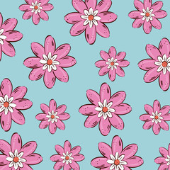 Fototapeta premium pink flowers background design, natural floral nature plant ornament garden decoration and botany theme Vector illustration