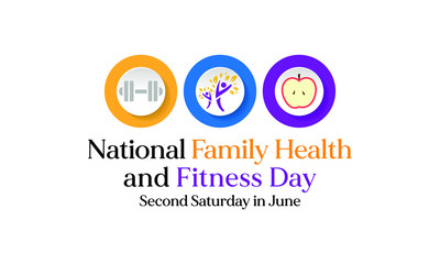 Vector illustration on the theme of National Family health and fitness day observed each year on second Saturday in June.