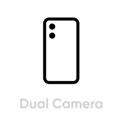 Dual Camera Phone icon. Editable line vector.