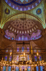 Obraz premium Istanbul, Turkey - Nov 26th 2013: The interior of Blue Mosque (Sultan Ahmed Mosque).