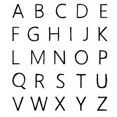 hand drawn alphabet doodle isolated on white