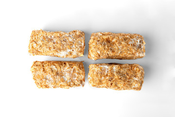 Napoleon cake isolated on white background.