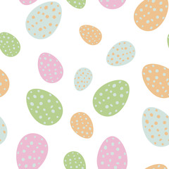 Pastel pink and mint easter eggs with dots seamless pattern.