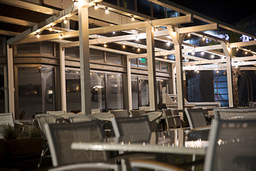 lonely empty restaurant at night