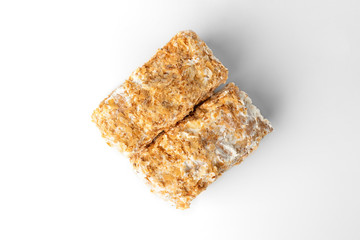 Napoleon cake isolated on white background.