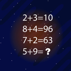 logic puzzles. Riddles for children and adults. Space background. Vector