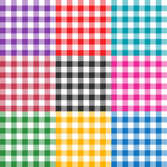 Seamless Checkered Pattern. Red, yellow, green and blue tablecloth background. Picnic gingham cloth template. Retro craft art print curtains fashioned style fabric vintage square.