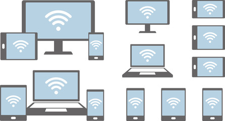 Wi-Fi 無線LAN　スマホ・PC　アイコンセット