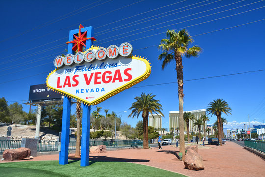 LAS VEGAS, USA - MARCH 23, 2018 : Welcome to Fabulous Las Vegas, Nevada sign on the Strip